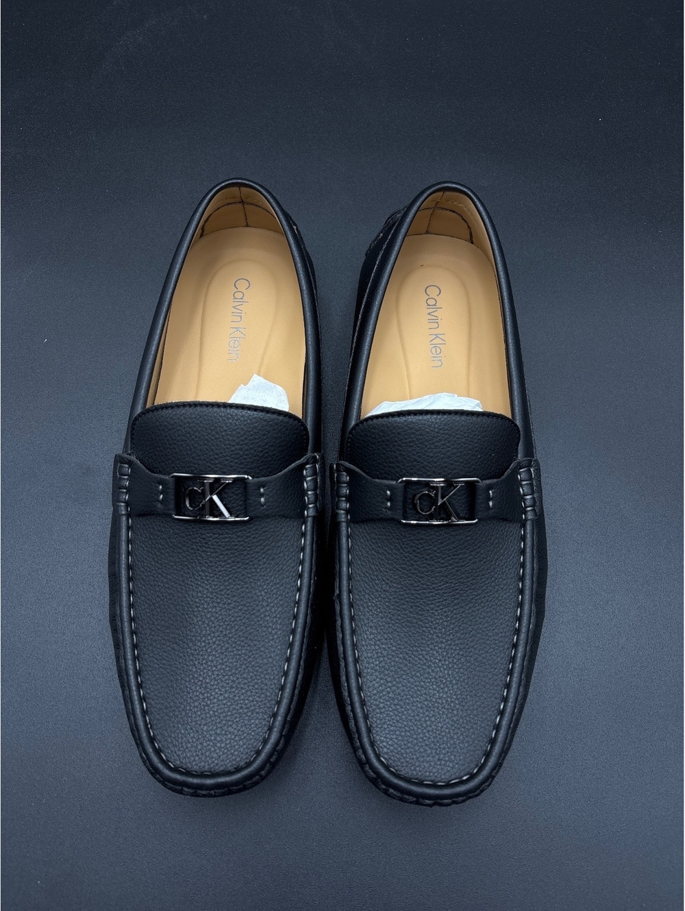 Calvin Klein Black Leather Driver Loafers 10M NIB